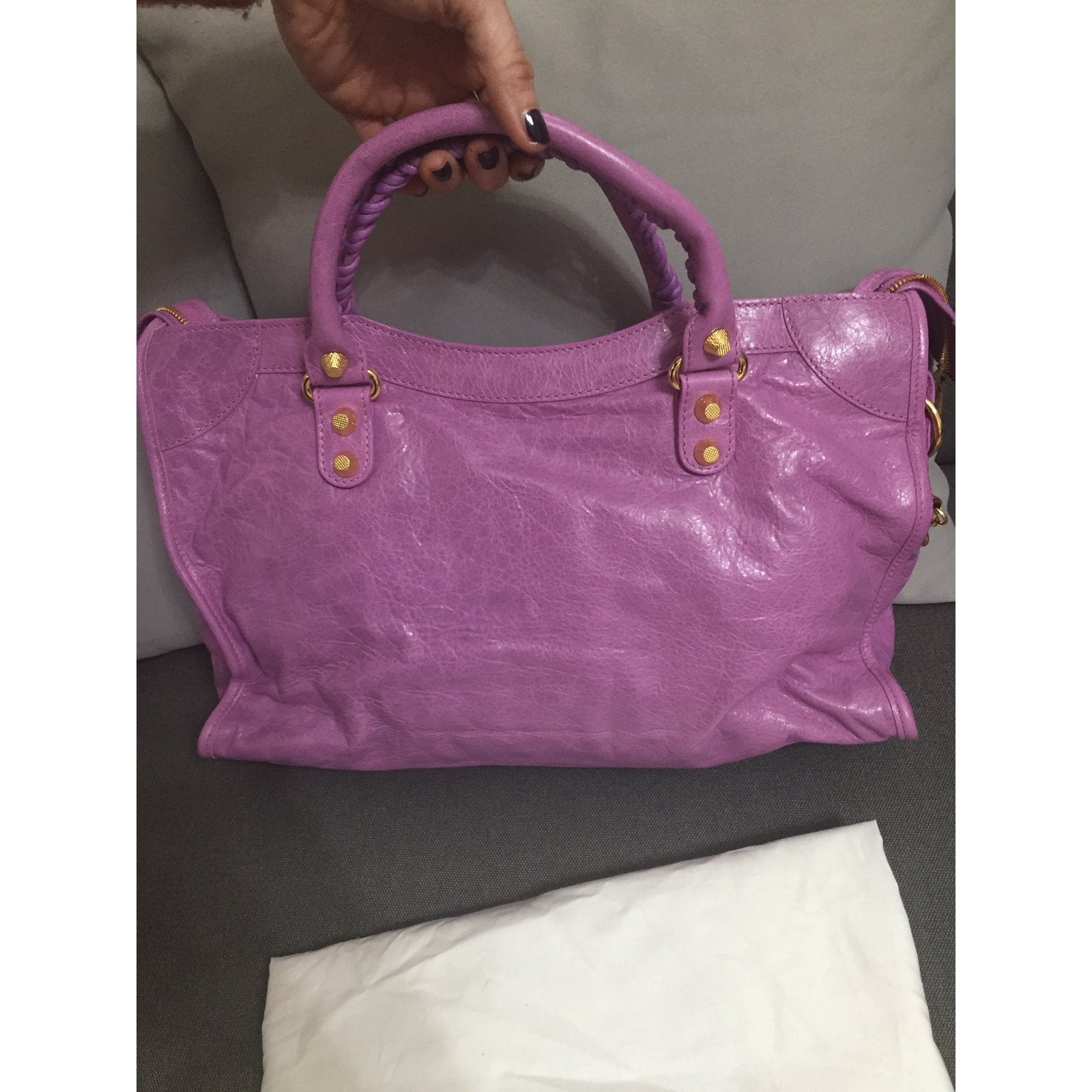 Authentic Balenciaga City Bag – Lilac with Gold Hardware