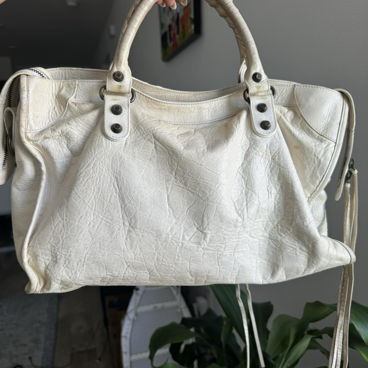 Authentic Balenciaga City Bag – White Lambskin